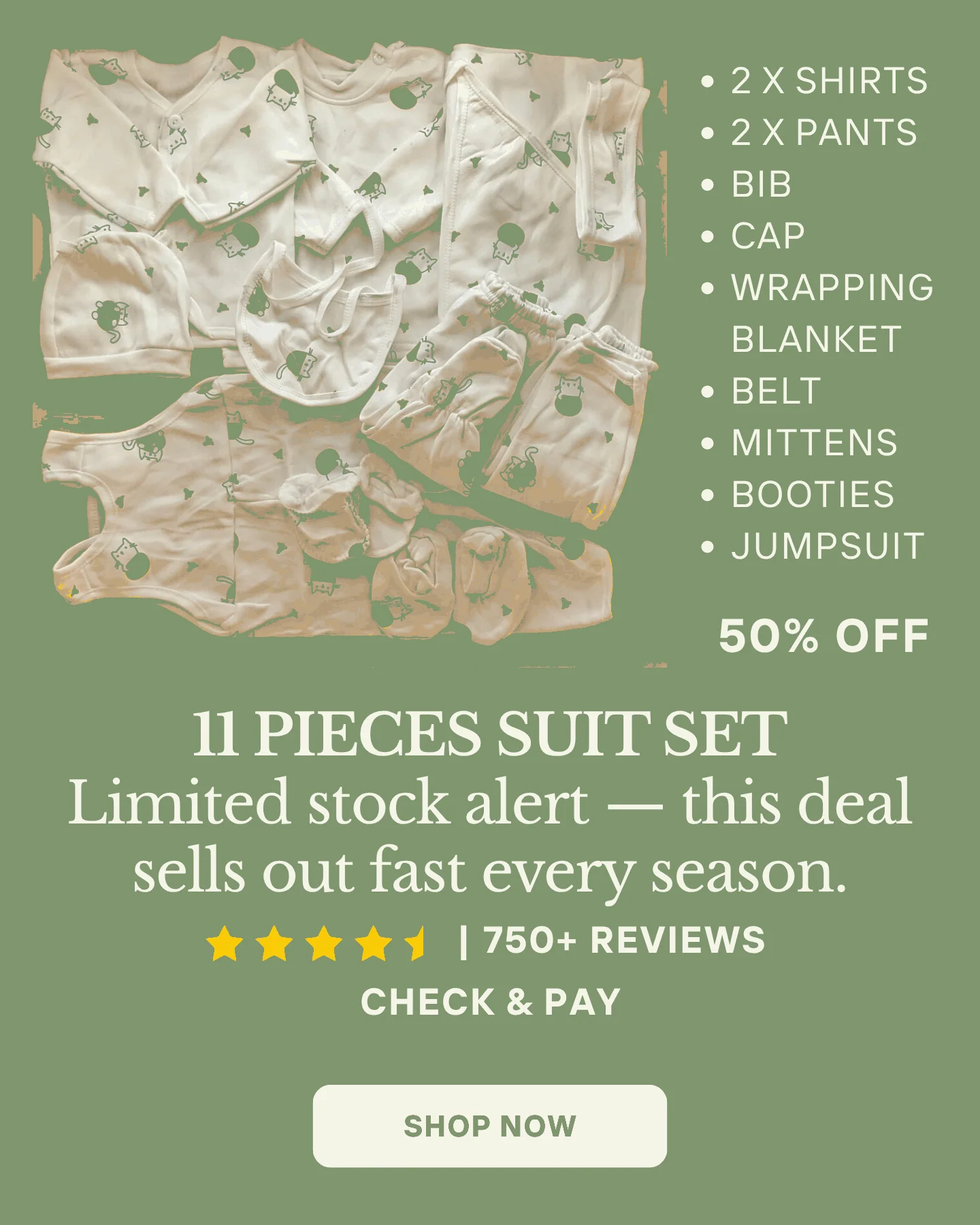 11 Pieces Suit Set - Winter - Kitty/Flower - Image 3