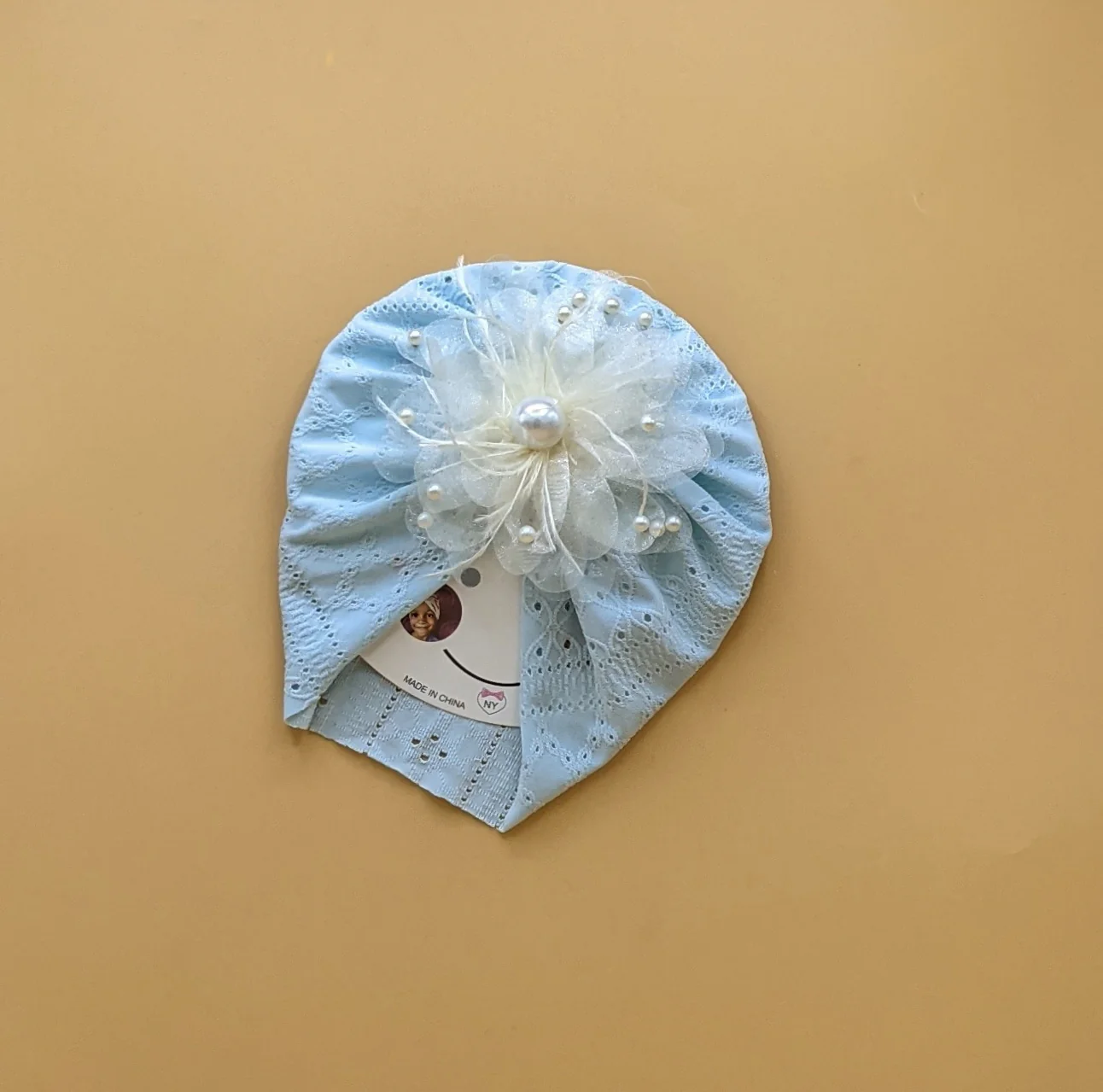 Baby Cap - Floral/Pearls - Image 4