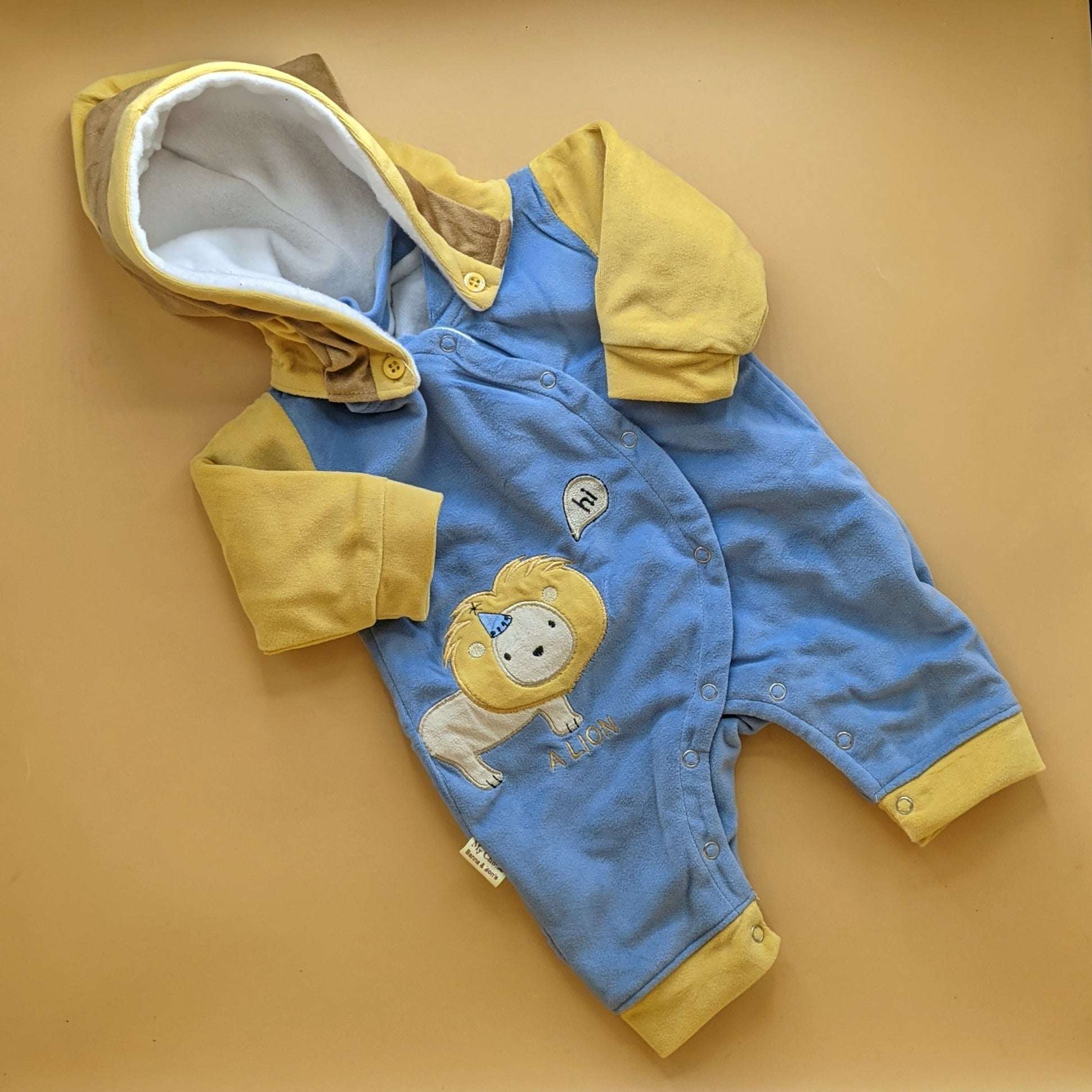 Baby Romper with detachable Cap - Winter - Lion π¦ - Image 3