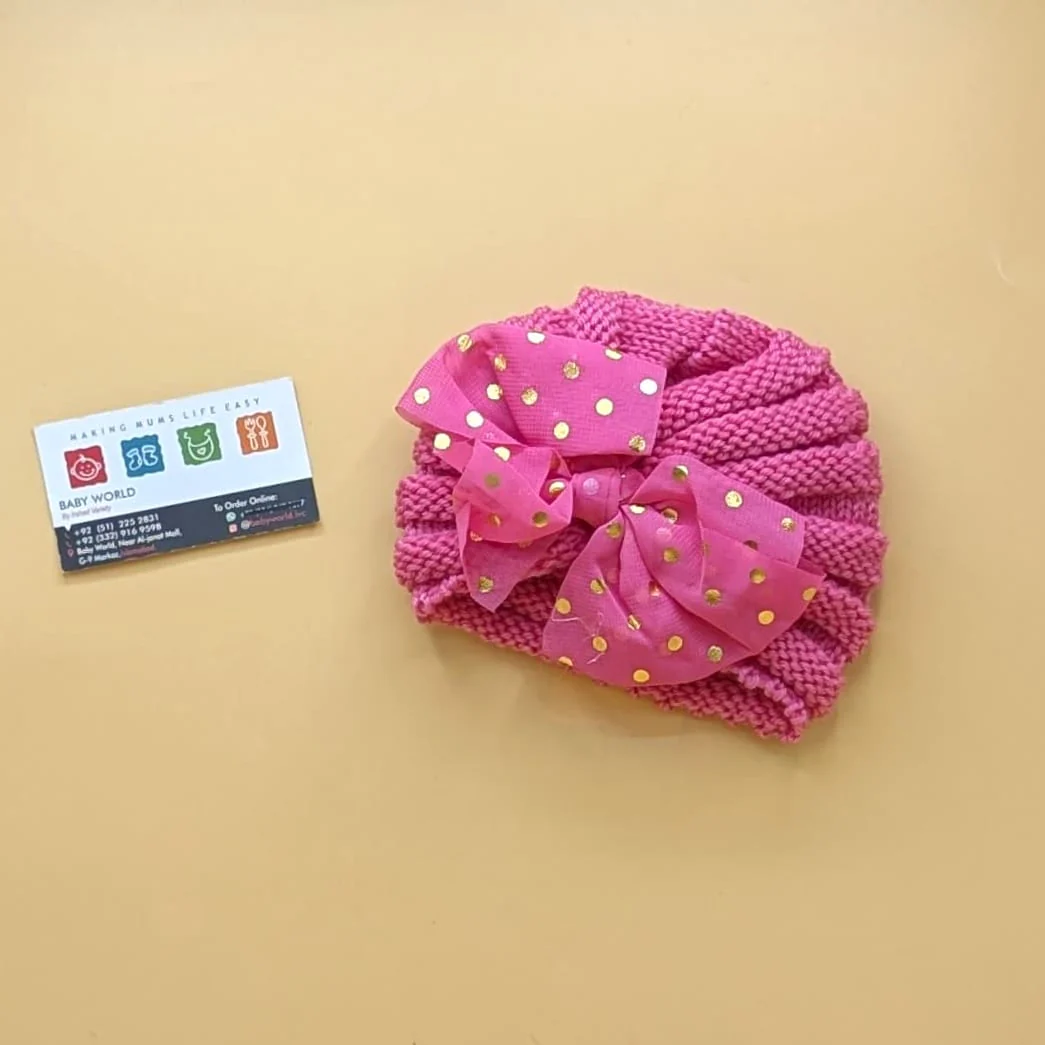 Baby Wool Cap - Bow/Dots - Winter - Image 10
