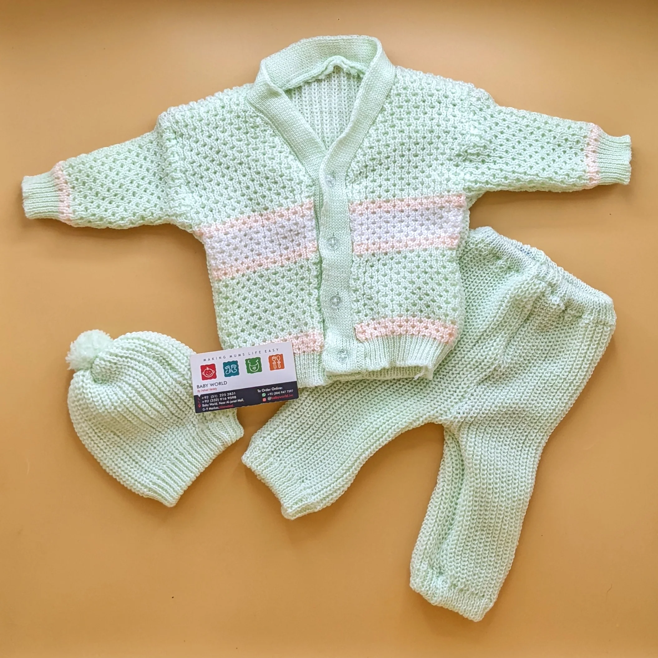 Baby Woolen Knitted Suit with Cap - V-Neck - Winter - Image 7