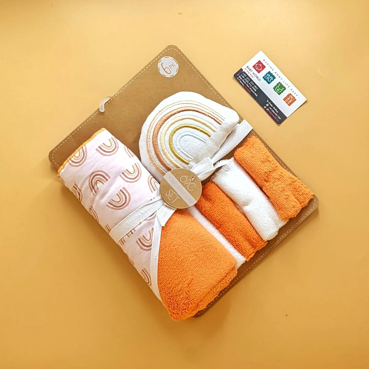 Hooded Bath Towel with Face Towels, & Bath Sponge - Image 15