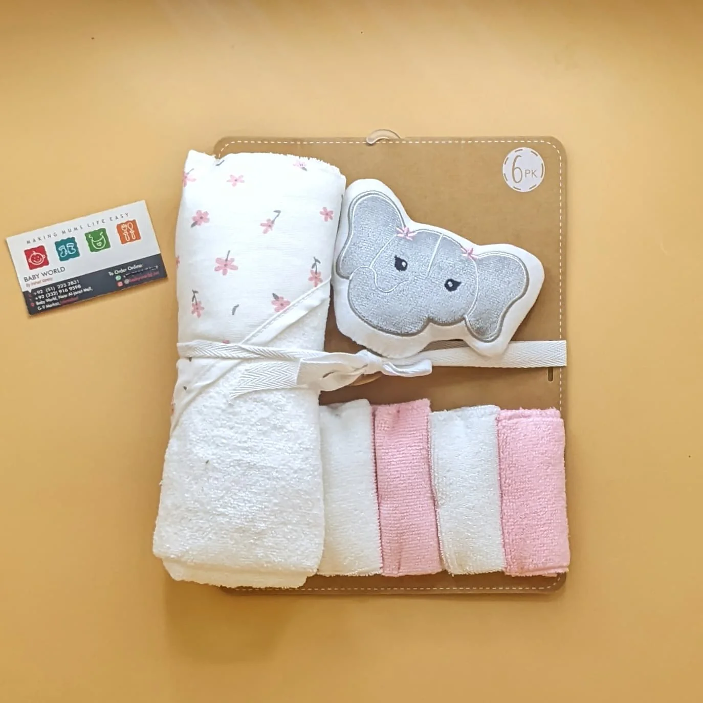 Hooded Bath Towel with Face Towels, & Bath Sponge - Image 19