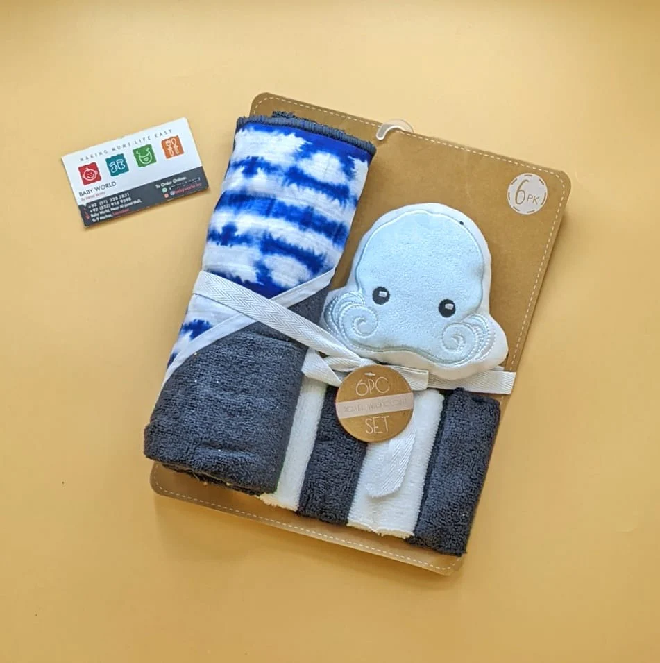 Hooded Bath Towel with Face Towels, & Bath Sponge - Image 23