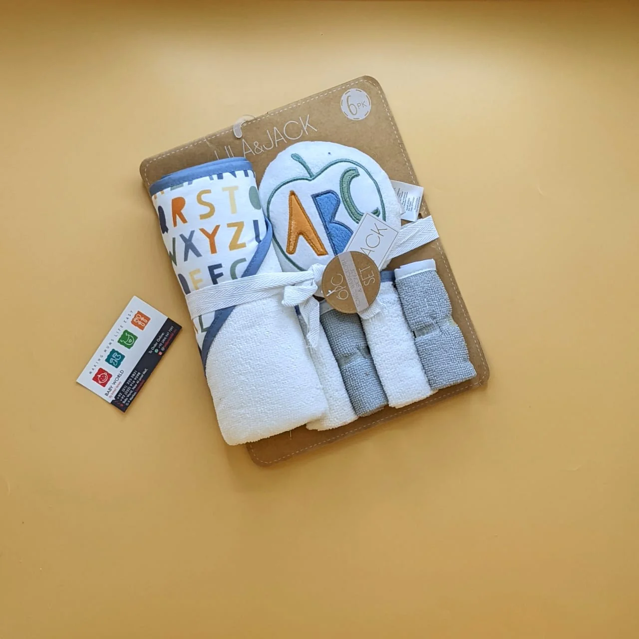 Hooded Bath Towel with Face Towels, & Bath Sponge - Image 8