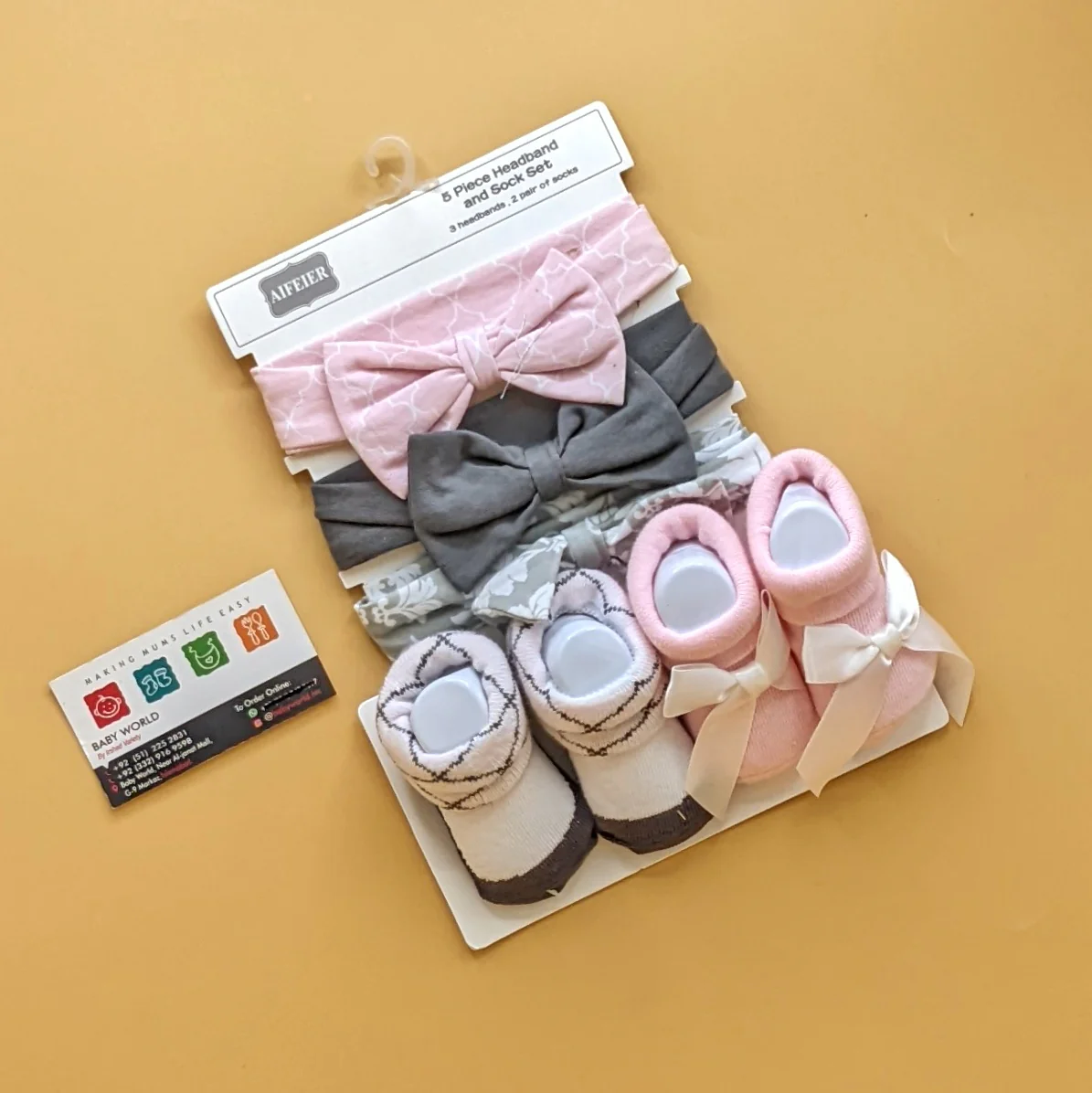 Pack of 3 headbands, & booties set