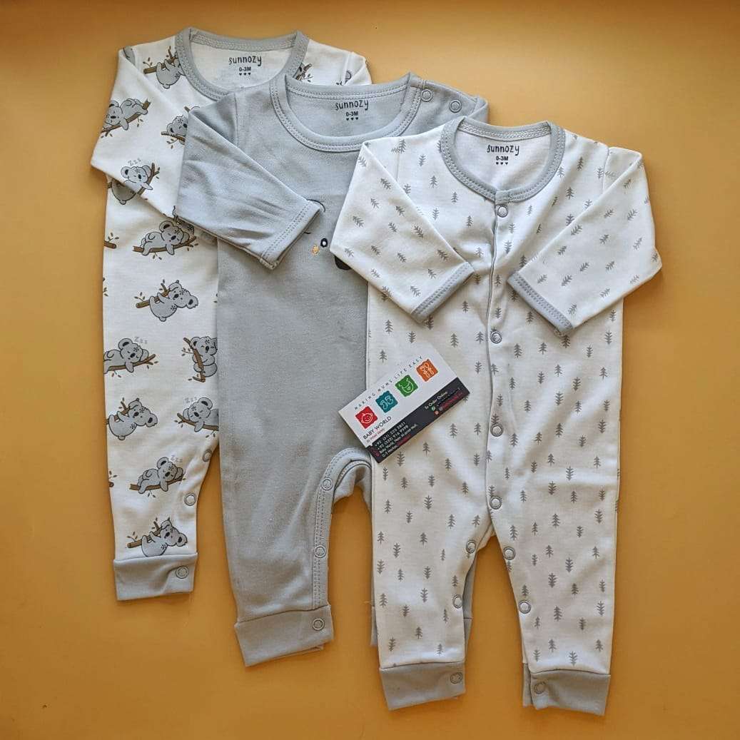 Pack of 3 Rompers/Sleep Suits - Grey - Koala šØ