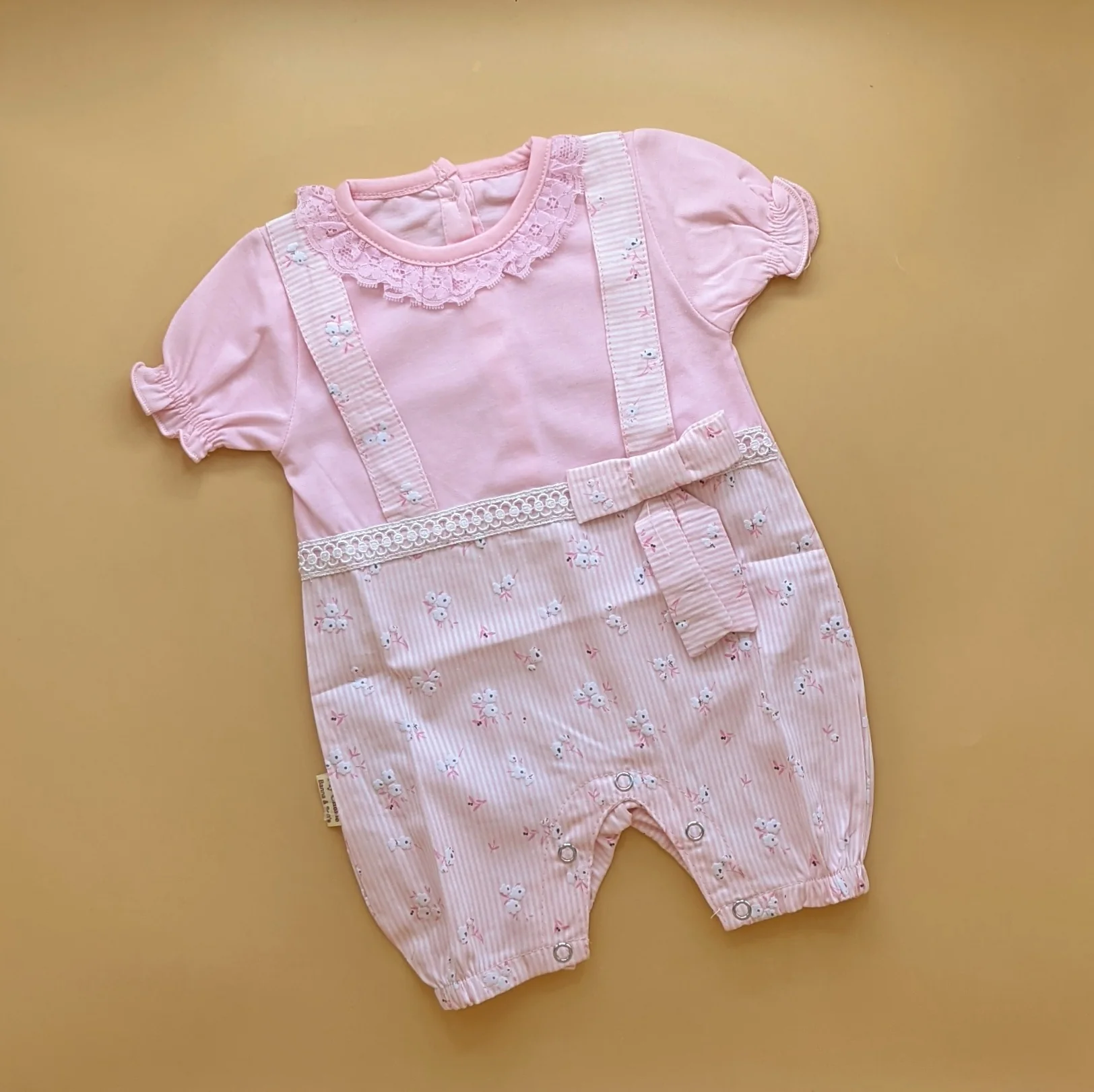 Romper - Half Sleeves - Flowers/Stripes - Image 6